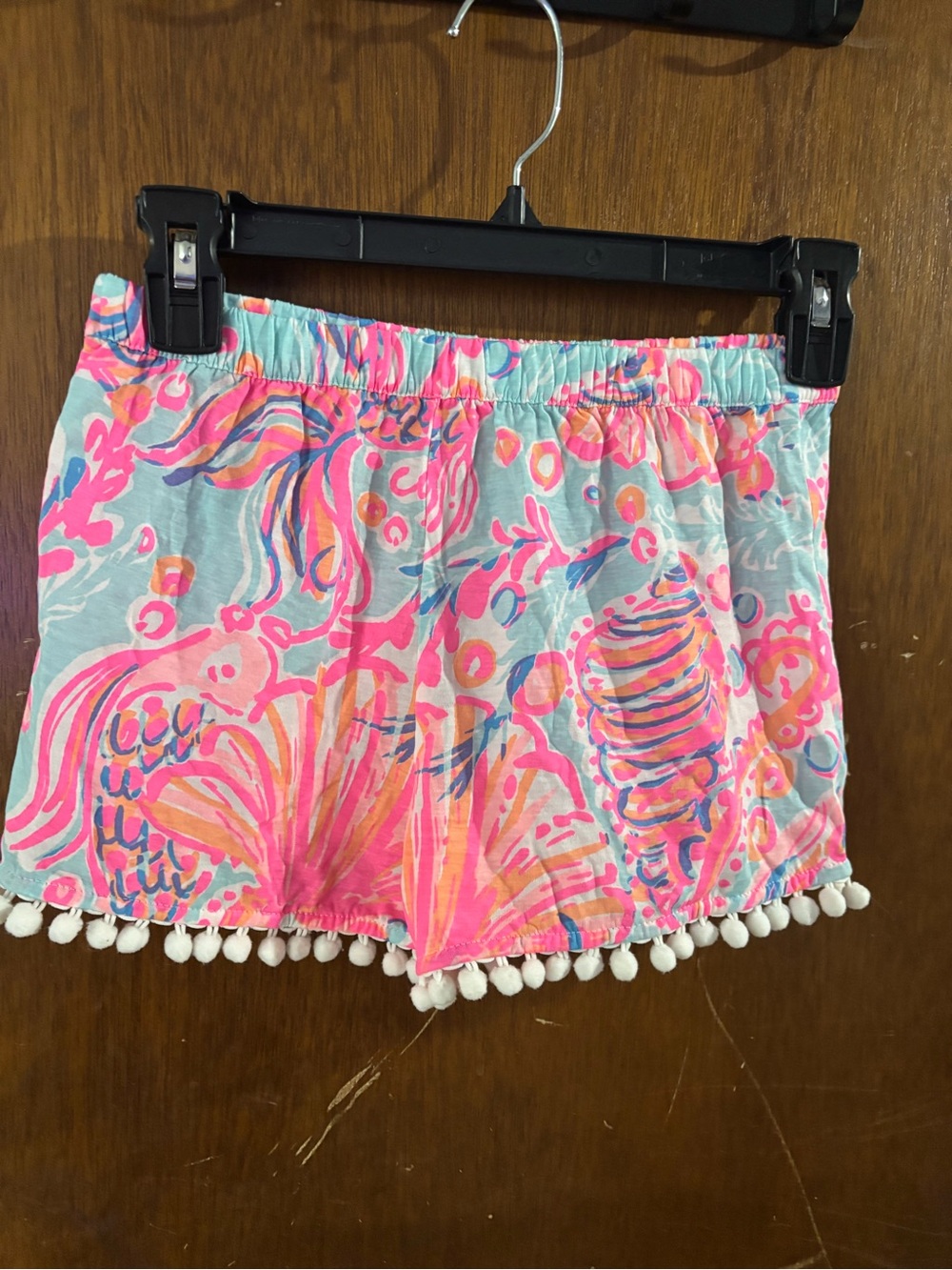 Lilly Pulitzer Girls Pink Blue Orange Pom Pom Shorts